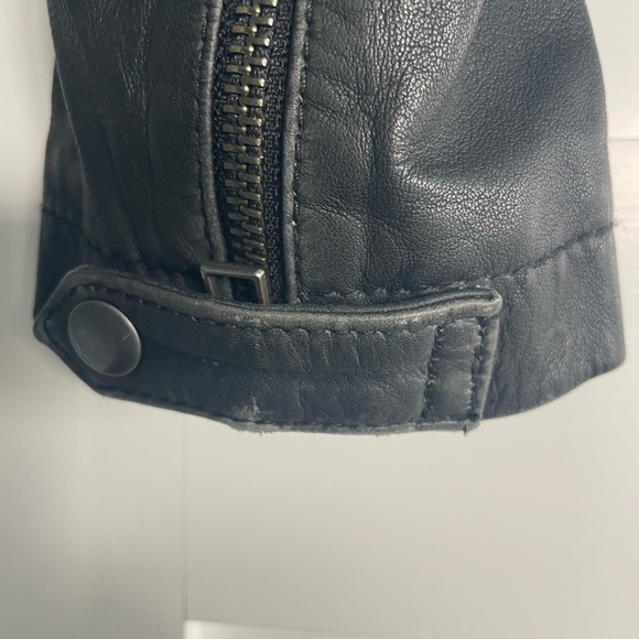 All Saints Cargo Black Leather Motorcycle Jacket - Picture 14 of 16